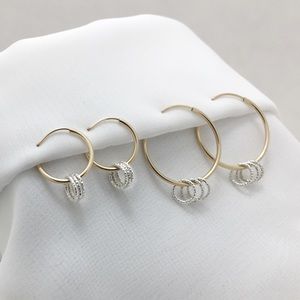 18K Gold Filled Hoops with Silver Charms